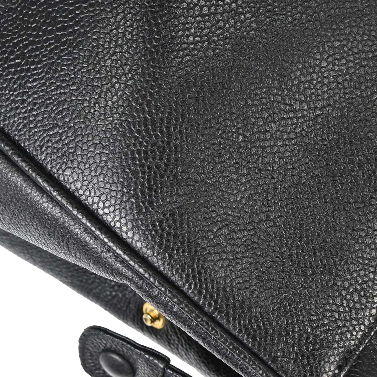 Chanel 1996-1997 Black Caviar Skin Triple CC Shoulder Tote Bag