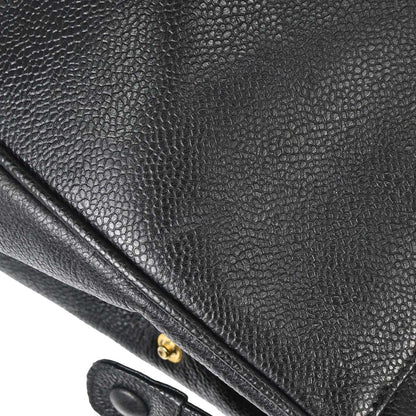 Chanel 1996-1997 Black Caviar Skin Triple CC Shoulder Tote Bag