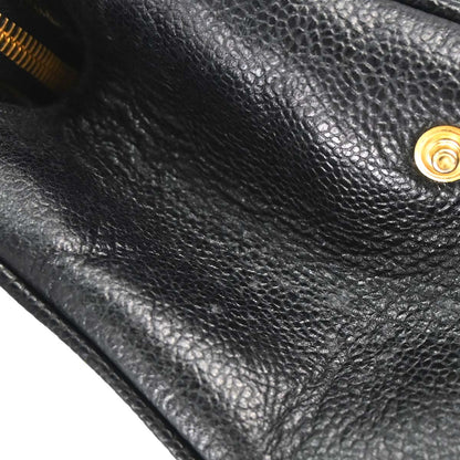 Chanel 1996-1997 Black Caviar Skin Triple CC Shoulder Tote Bag