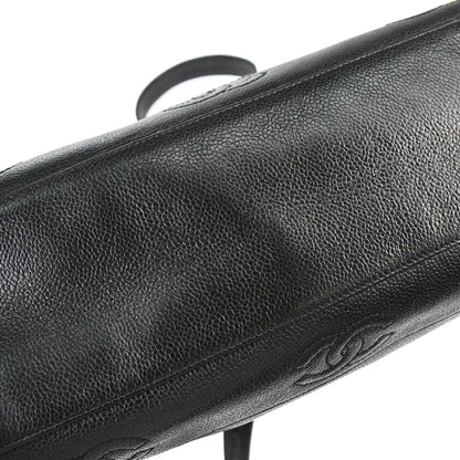 Chanel 1996-1997 Black Caviar Skin Triple CC Shoulder Tote Bag