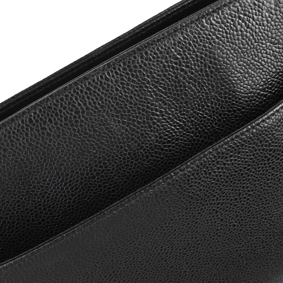 Chanel 1996-1997 Black Caviar Skin Triple CC Shoulder Tote Bag