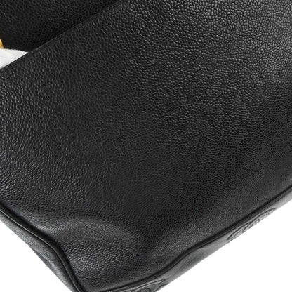 Chanel 1996-1997 Black Caviar Skin Triple CC Shoulder Tote Bag