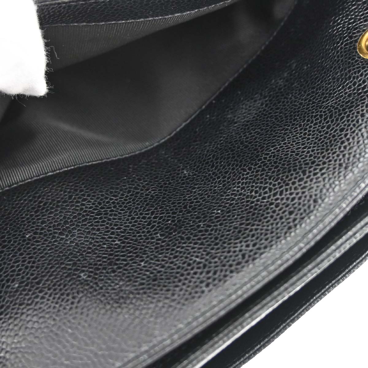 Chanel 1996-1997 Black Caviar Skin Triple CC Shoulder Tote Bag