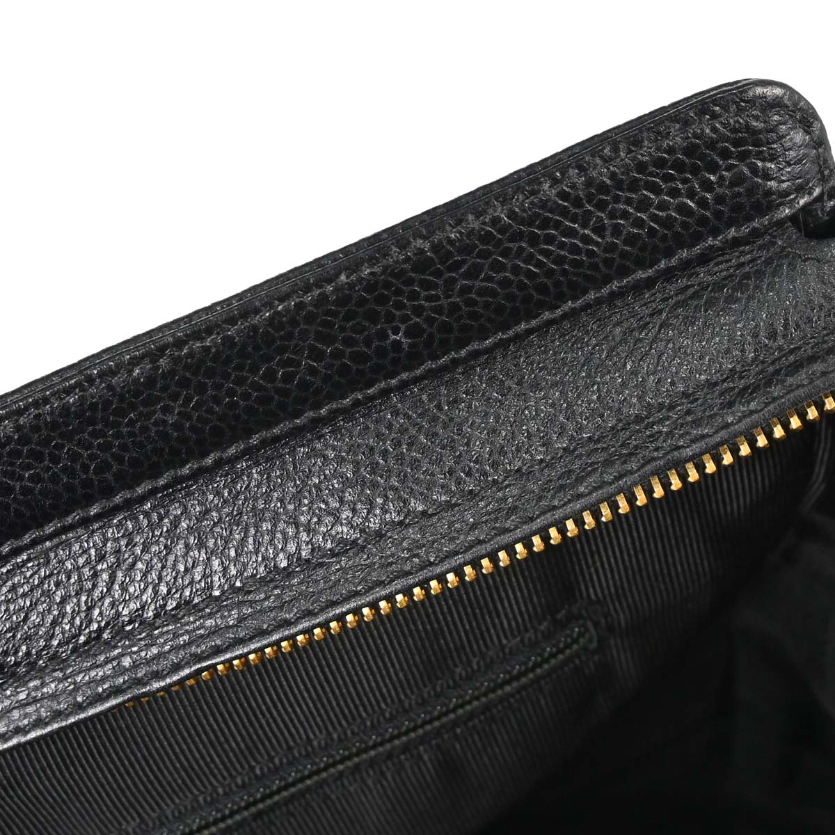 Chanel 1996-1997 Black Caviar Skin Triple CC Shoulder Tote Bag