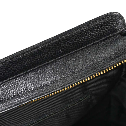Chanel 1996-1997 Black Caviar Skin Triple CC Shoulder Tote Bag