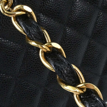 Chanel 2002-2003 Black Caviar Skin GST Tote Chain Handbag