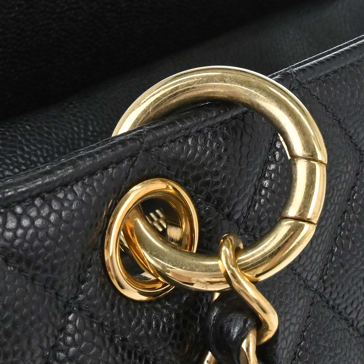 Chanel 2002-2003 Black Caviar Skin GST Tote Chain Handbag