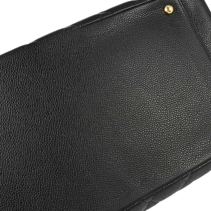 Chanel 2002-2003 Black Caviar Skin GST Tote Chain Handbag