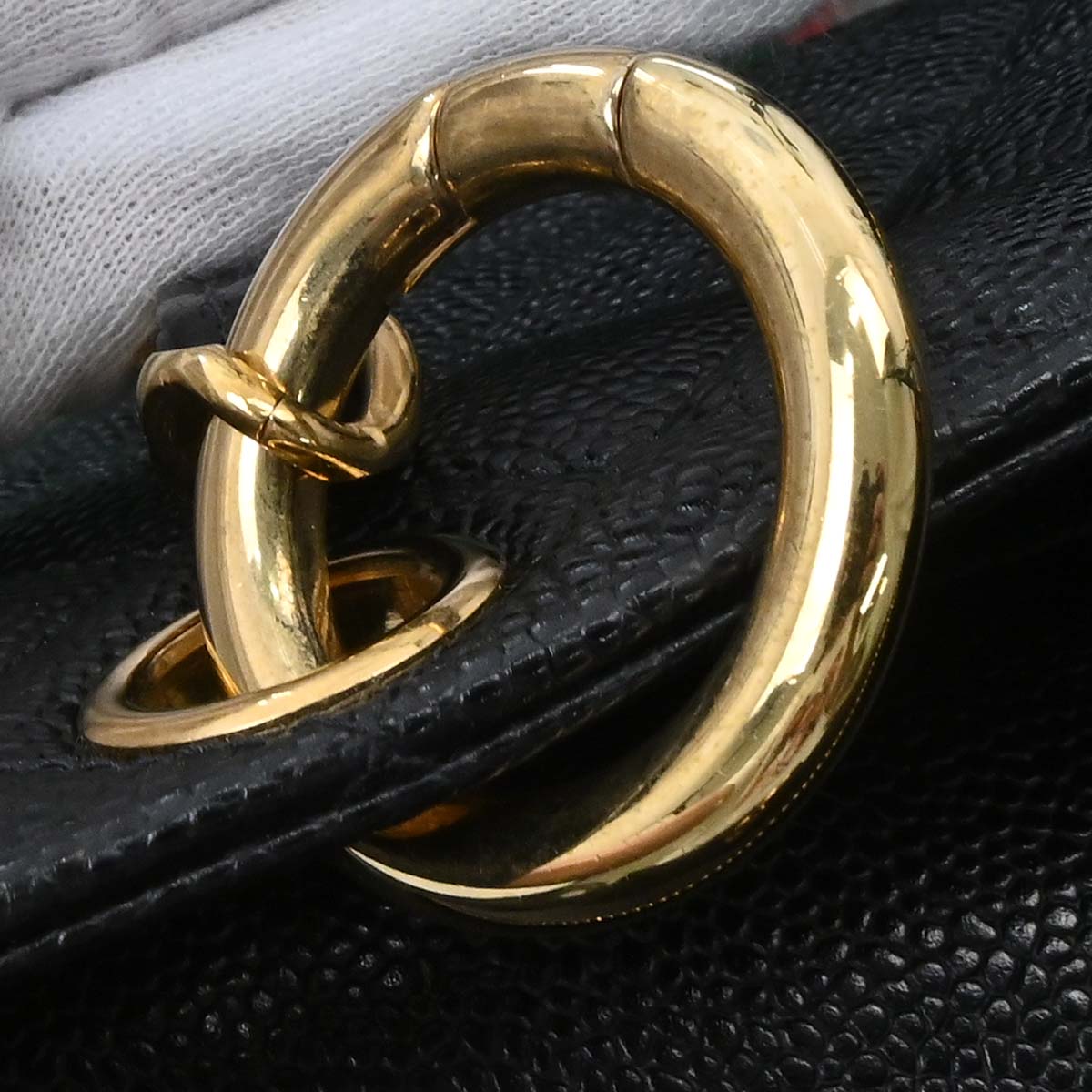 Chanel 2002-2003 Black Caviar Skin GST Tote Chain Handbag