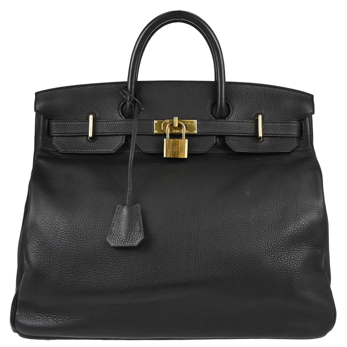 Hermes Black Togo Haut a Courroies 45 Handbag