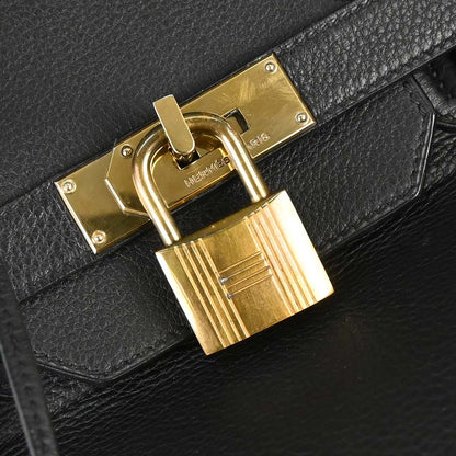 Hermes Black Togo Haut a Courroies 45 Handbag