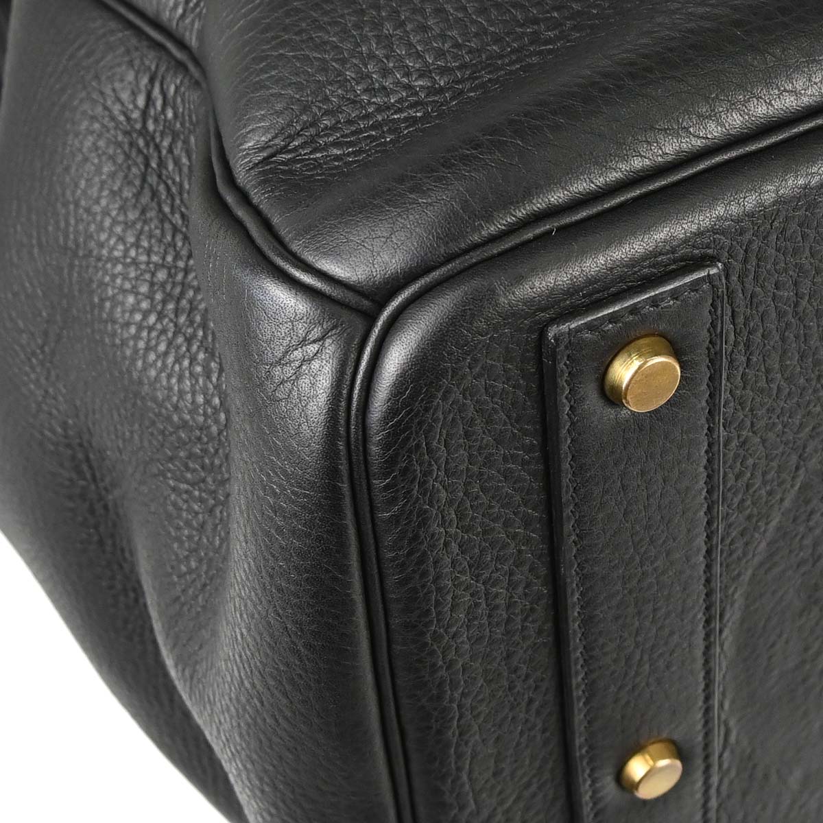 Hermes Black Togo Haut a Courroies 45 Handbag