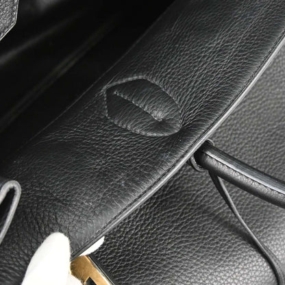 Hermes Black Togo Haut a Courroies 45 Handbag