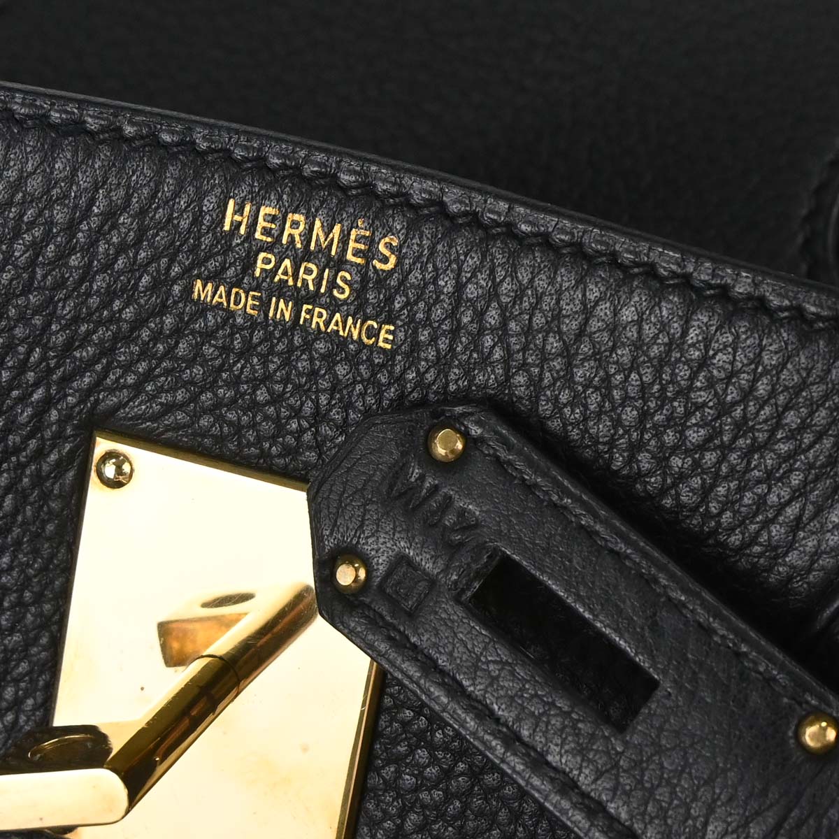 Hermes Black Togo Haut a Courroies 45 Handbag