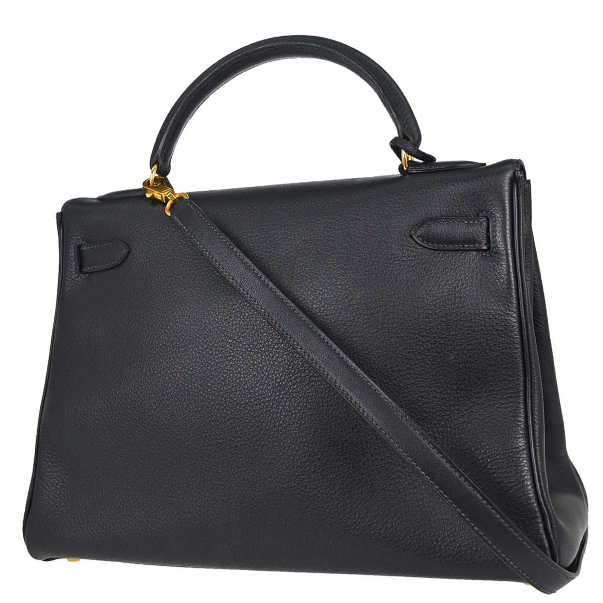 Hermes Blue Indigo Togo Kelly 32 Retourne 2way Shoulder Handbag
