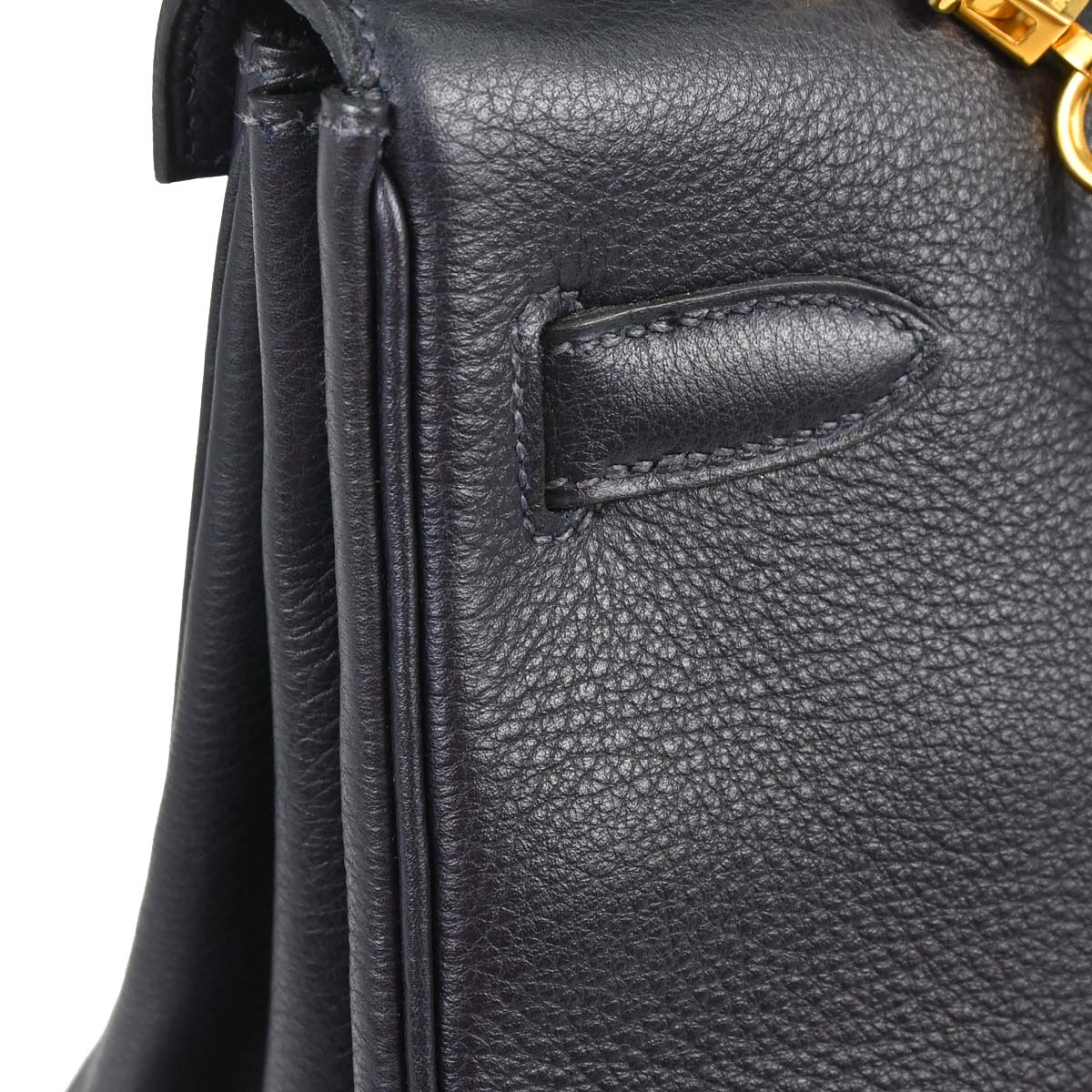 Hermes Blue Indigo Togo Kelly 32 Retourne 2way Shoulder Handbag