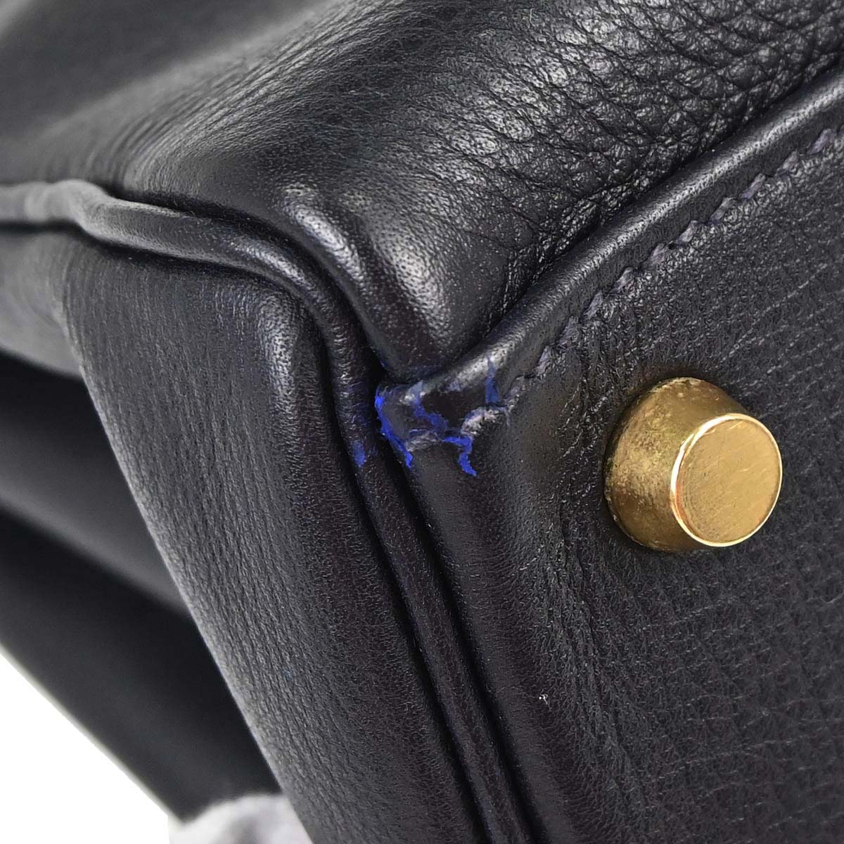 Hermes Blue Indigo Togo Kelly 32 Retourne 2way Shoulder Handbag