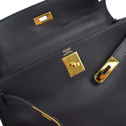 Hermes Blue Indigo Togo Kelly 32 Retourne 2way Shoulder Handbag