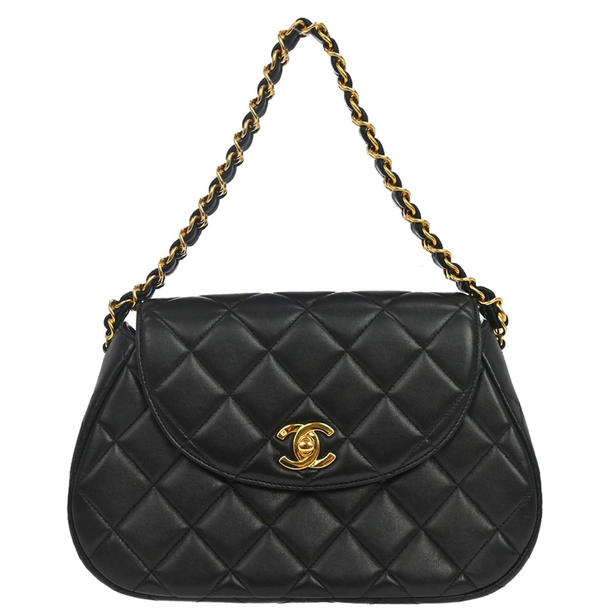 Chanel 1994-1996 Black Lambskin Turnlock Handbag