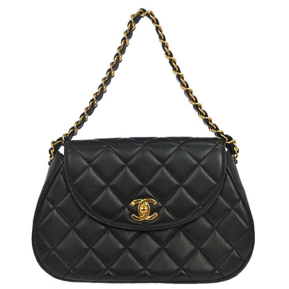 Chanel 1994-1996 Black Lambskin Turnlock Handbag