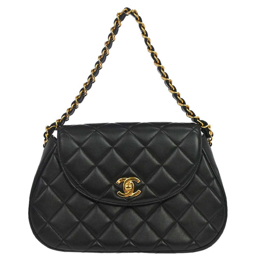 Chanel 1994-1996 Black Lambskin Turnlock Handbag