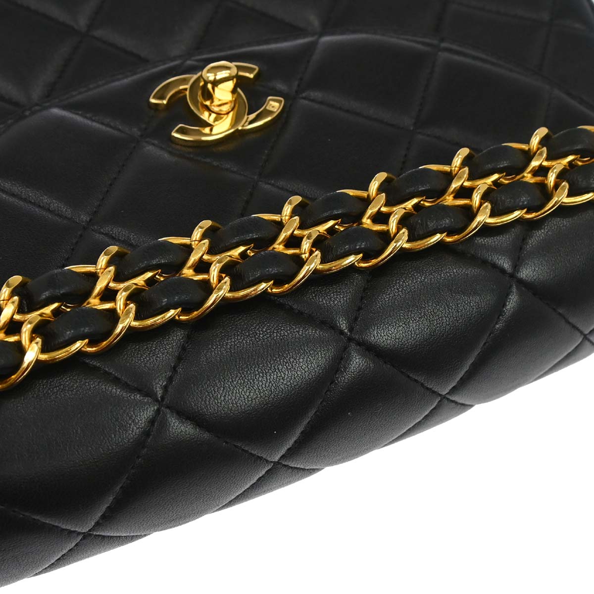 Chanel 1994-1996 Black Lambskin Turnlock Handbag