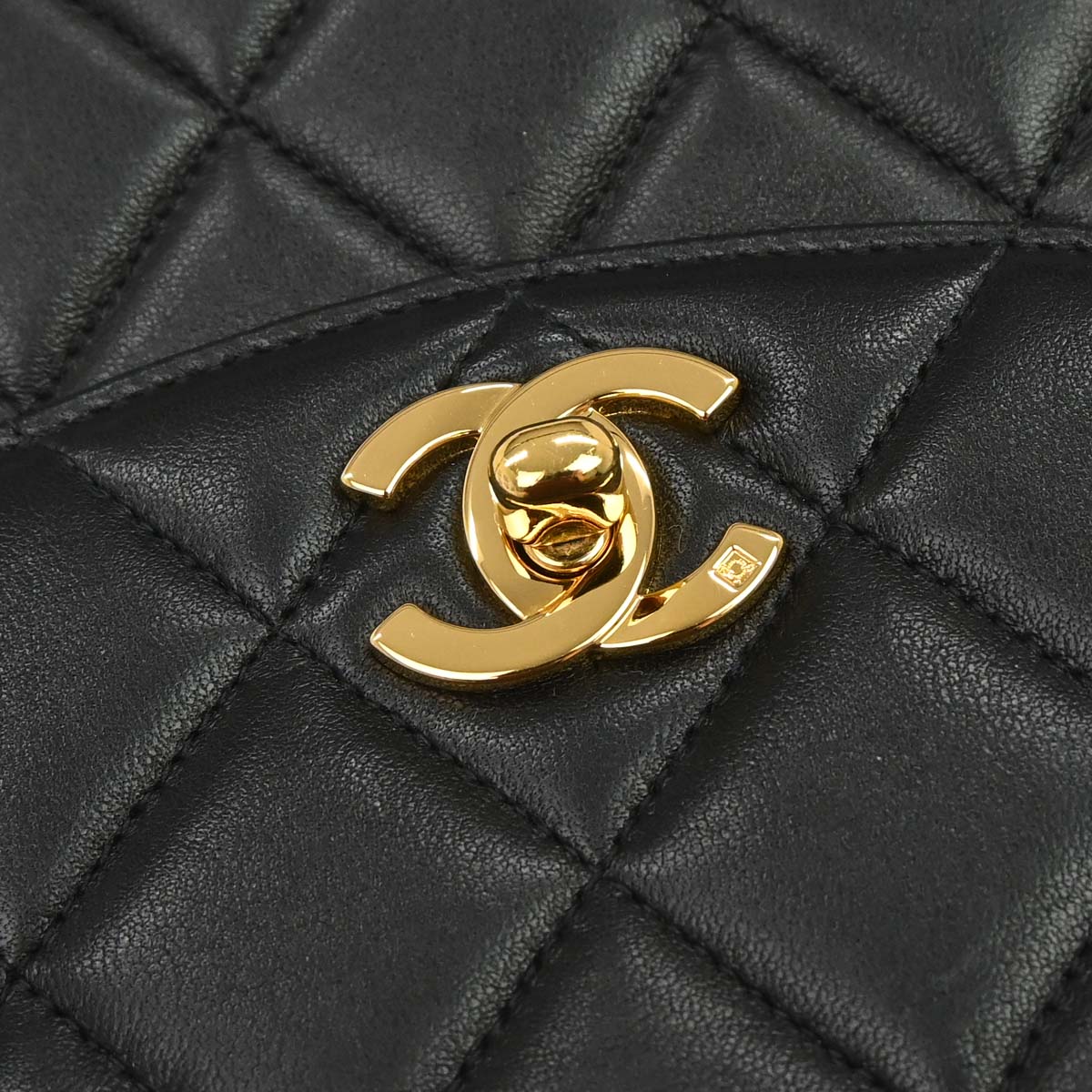 Chanel 1994-1996 Black Lambskin Turnlock Handbag