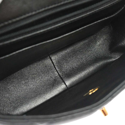 Chanel 1994-1996 Black Lambskin Turnlock Handbag