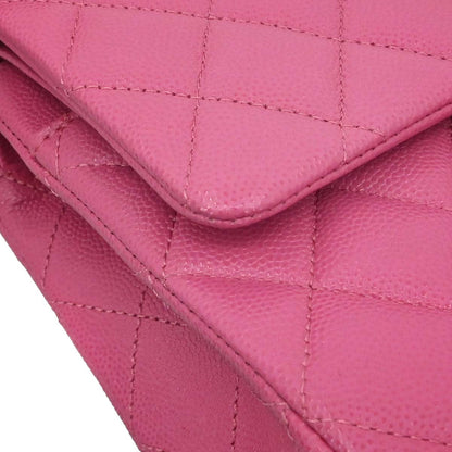 Chanel 2019 Pink Caviar Skin Medium Classic Double Flap Shoulder Bag