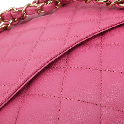 Chanel 2019 Pink Caviar Skin Medium Classic Double Flap Shoulder Bag