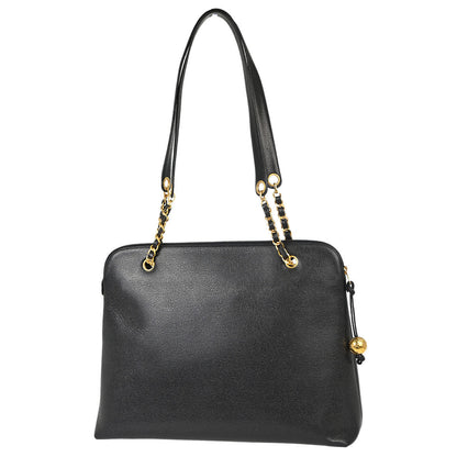 Chanel 1994-1996 Black Caviar Skin CC Shoulder Tote Bag