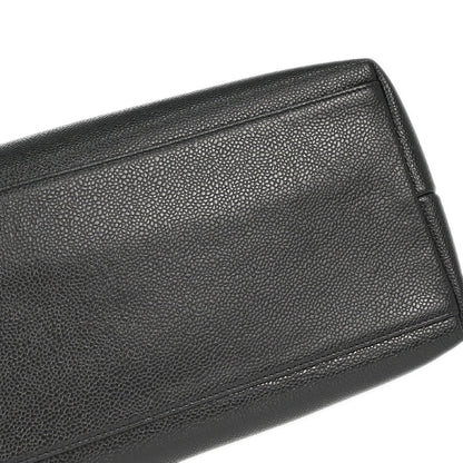 Chanel 1994-1996 Black Caviar Skin CC Shoulder Tote Bag