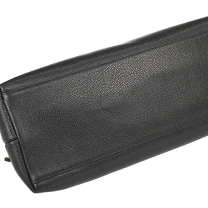 Chanel 1994-1996 Black Caviar Skin CC Shoulder Tote Bag