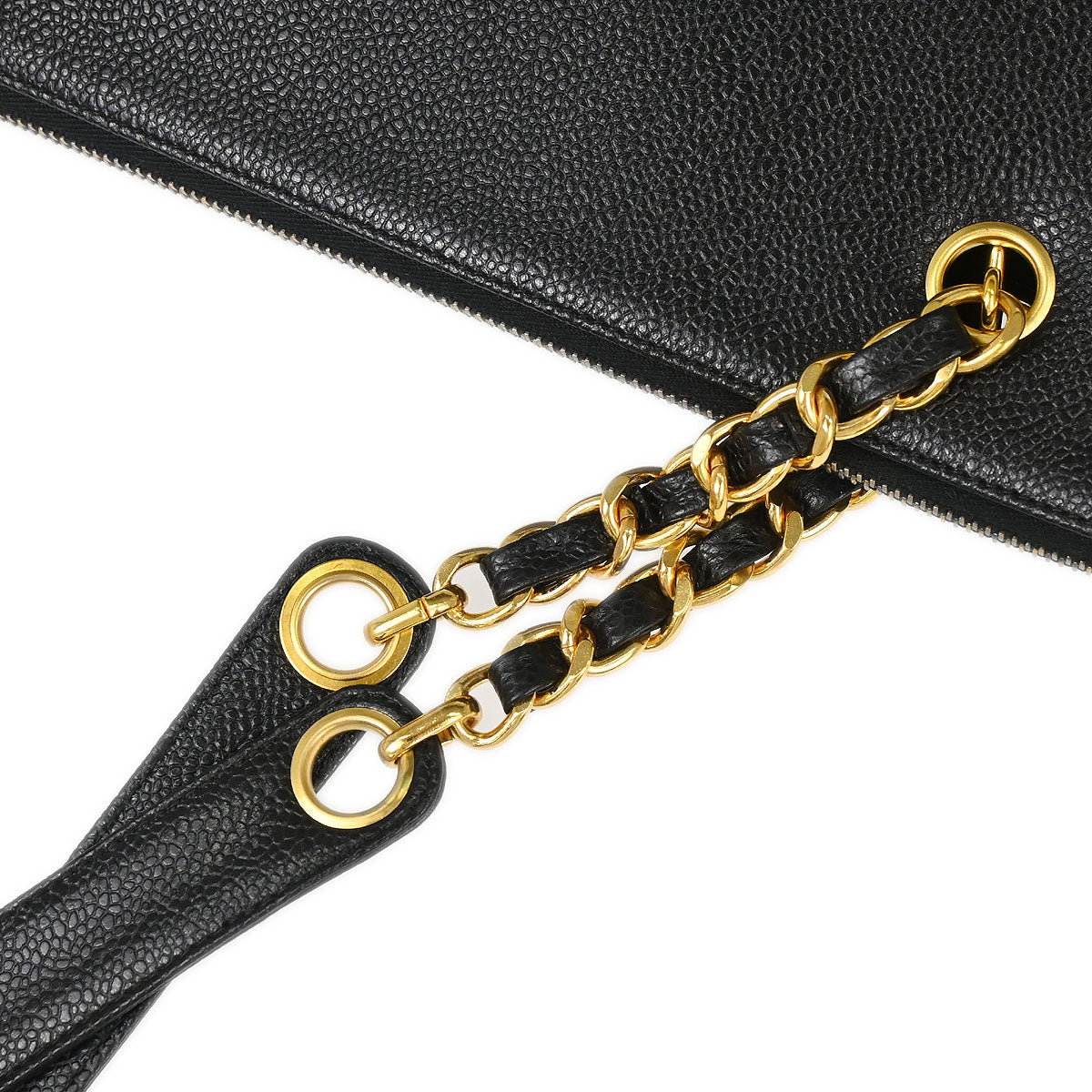 Chanel 1994-1996 Black Caviar Skin CC Shoulder Tote Bag