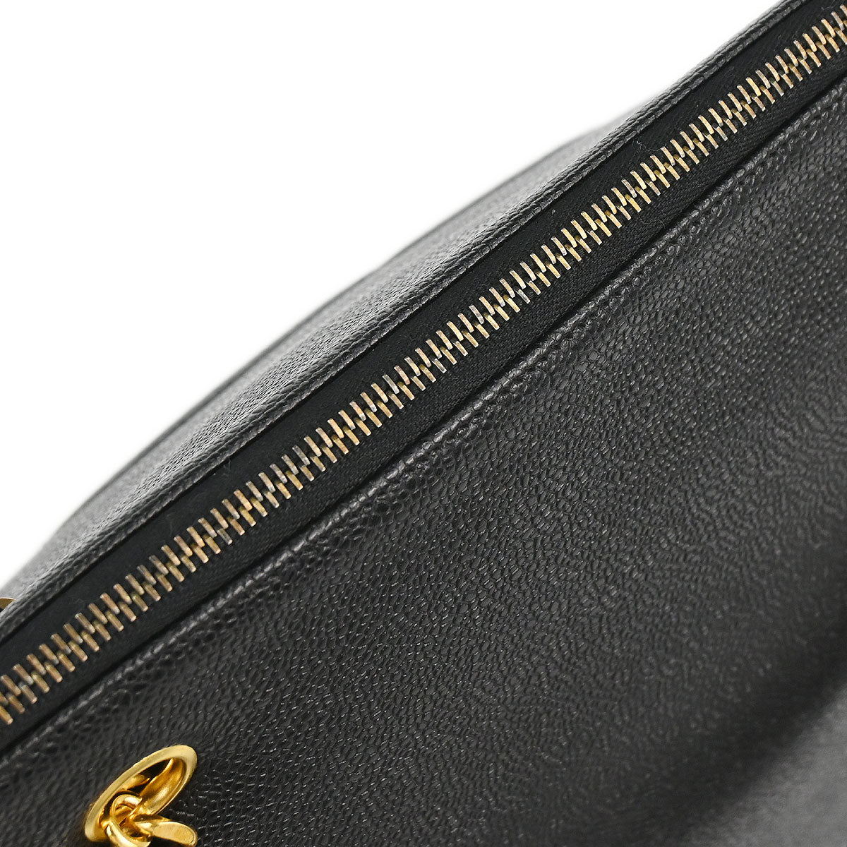 Chanel 1994-1996 Black Caviar Skin CC Shoulder Tote Bag