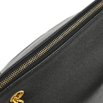 Chanel 1994-1996 Black Caviar Skin CC Shoulder Tote Bag