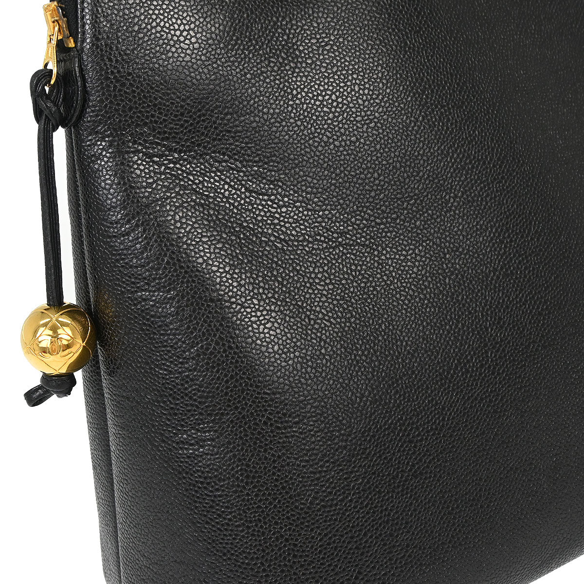 Chanel 1994-1996 Black Caviar Skin CC Shoulder Tote Bag