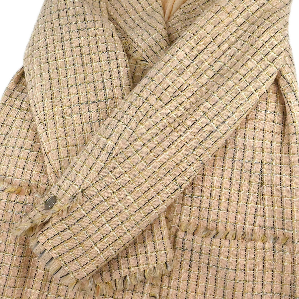 Chanel 1998 Double Breasted Tweed Jacket Beige #40