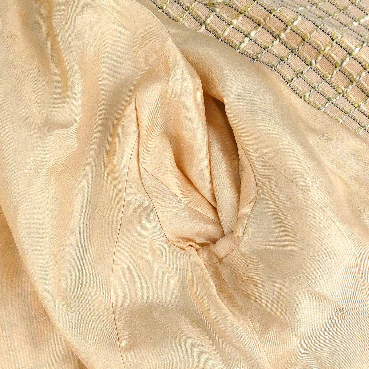 Chanel 1998 Double Breasted Tweed Jacket Beige #40