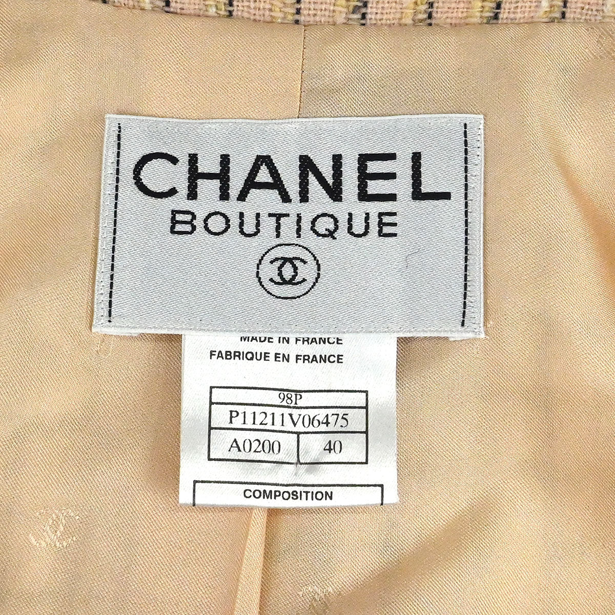 Chanel 1998 Double Breasted Tweed Jacket Beige #40
