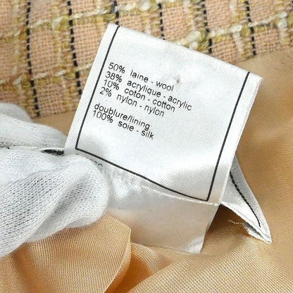 Chanel 1998 Double Breasted Tweed Jacket Beige #40