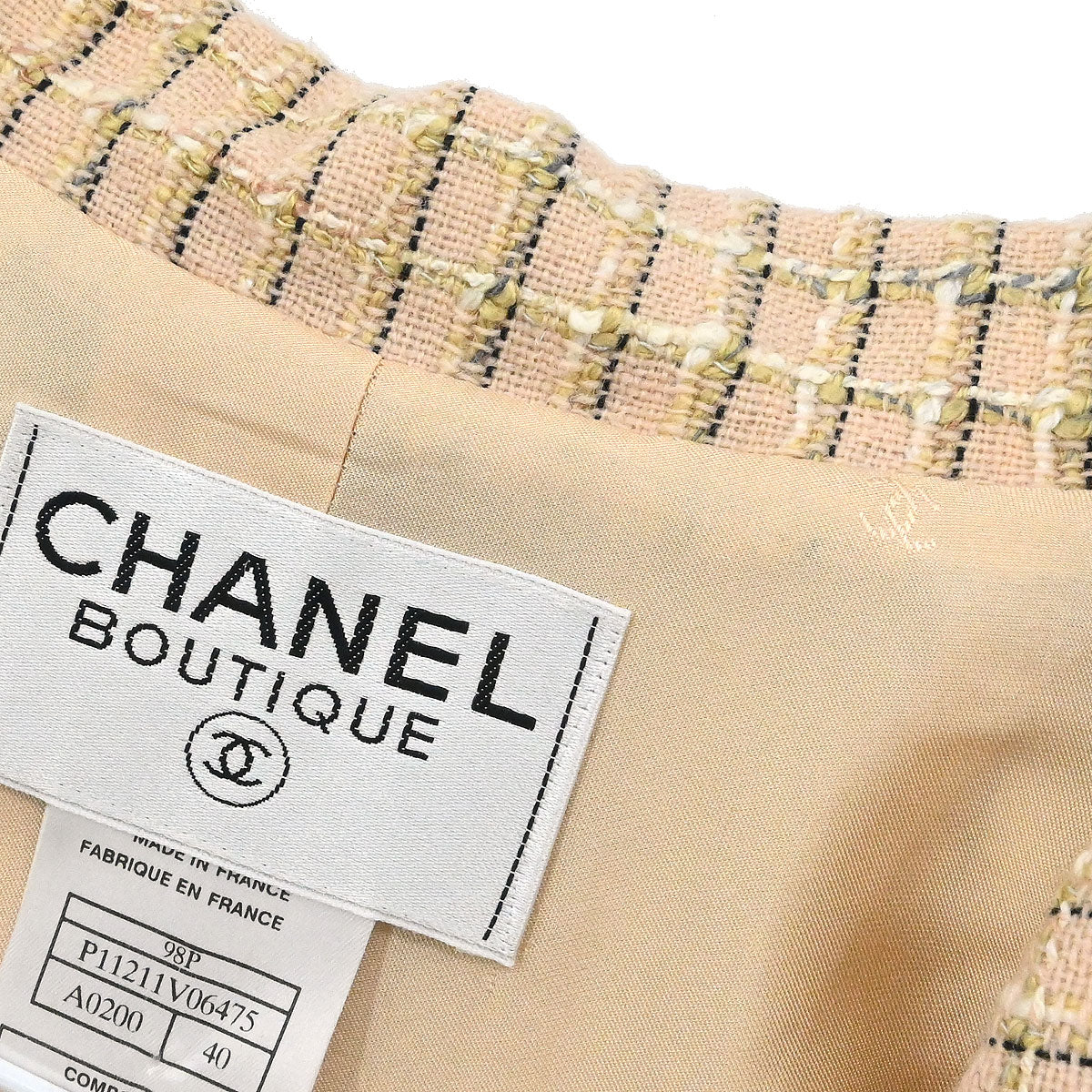 Chanel 1998 Double Breasted Tweed Jacket Beige #40