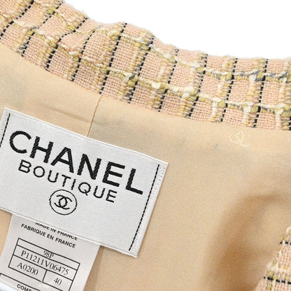 Chanel 1998 Double Breasted Tweed Jacket Beige #40