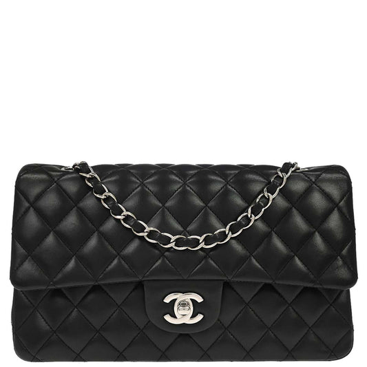 Chanel 2012 Black Lambskin Medium Classic Double Flap Shoulder Bag