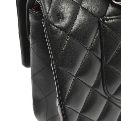 Chanel 2012 Black Lambskin Medium Classic Double Flap Shoulder Bag