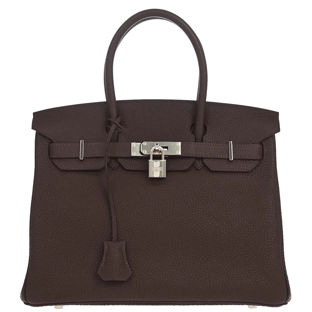 Hermes Chocolat Taurillon Clemence Birkin 30 Handbag