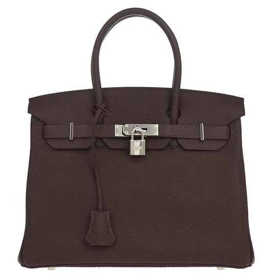Hermes Chocolat Taurillon Clemence Birkin 30 Handbag