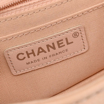 Chanel 2017-2018 Beige Caviar Skin Chevron Shoulder Bag