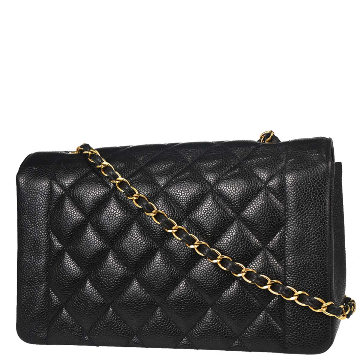 Chanel Black Caviar Skin Medium Diana Shoulder Bag