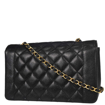 Chanel Black Caviar Skin Medium Diana Shoulder Bag
